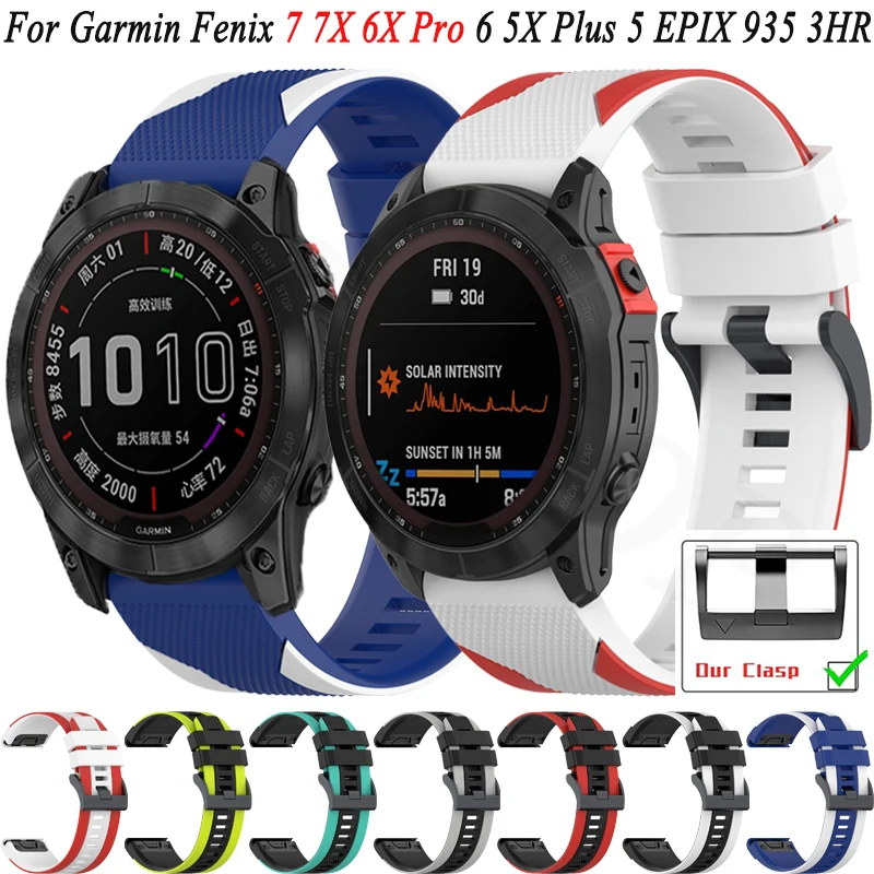 

26 22MM Original Silicone Quick Easy Fit Band Straps For Garmin Fenix 6XPro 6 7X 7 5 5XPlus EPIX 3HR Smart Watch Bracelet Correa