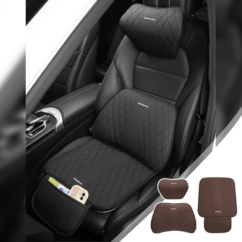 Car Headrest Lumbar Leather Backrest Booster Cushion Accessories For BMW 5 Series G30 G31 G32 G38 2021 2020 2019 2018