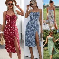 dresses summer womens floral commuter elegant dress sexy casual backless long party wrap slim straps slim fit dress