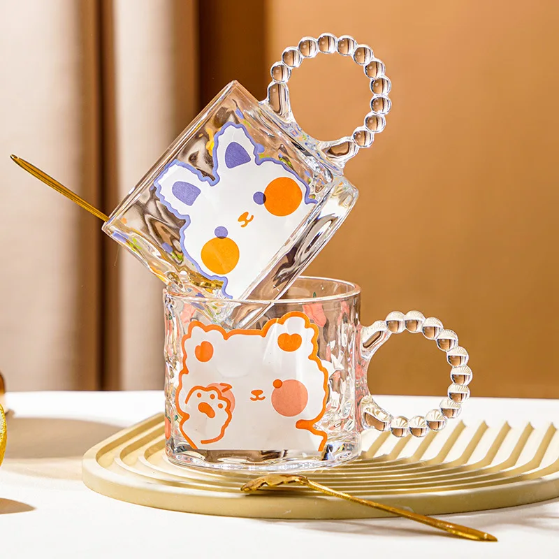 Stylish Glass Water Bottle with Vintage Design and Insulated Bubble Handle for Tea and Coffee