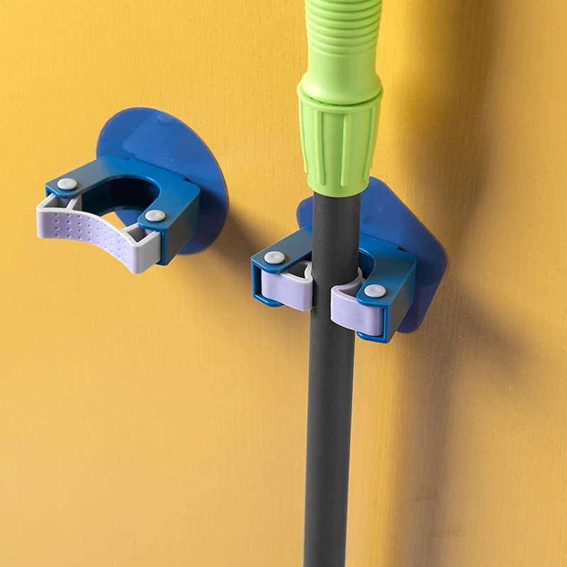 

Mop Clip Broom Fixed Rack Snap Hanger Free Punch Durable Kitchen Bathroom Wall Storage Rack For Home Storage Rack