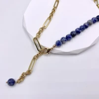 wholesale natural stone adjustable 18k chain necklace hip hop style simple women necklace gift