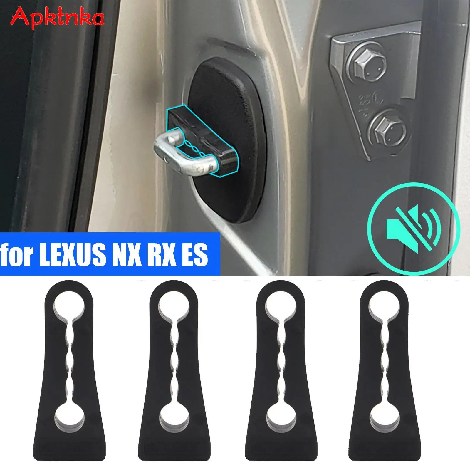 APKTNKA Car Door Lock Deadener Damper Buffer For Lexus NX LX RX IS ES GX Rattling Quiet Noise Deaf Sound Insulation seal 