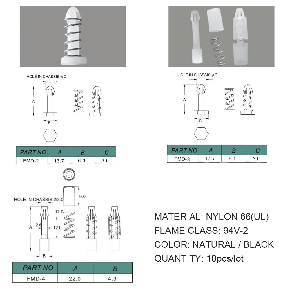 10 шт. пластиковые Пружинные зажимы для вентилятора охлаждения 17 6 мм 13 8