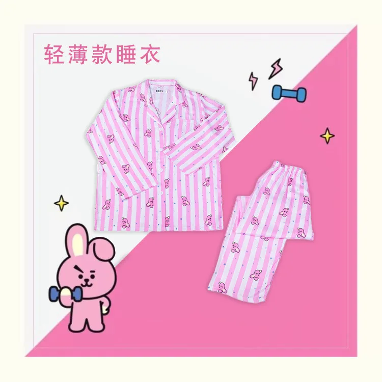 

Kawaii Bt21 мультфильм аниме летняя одежда для дома повседневная одежда Симпатичные и милые Мультяшные пижамы для девочек пижамный комплект
