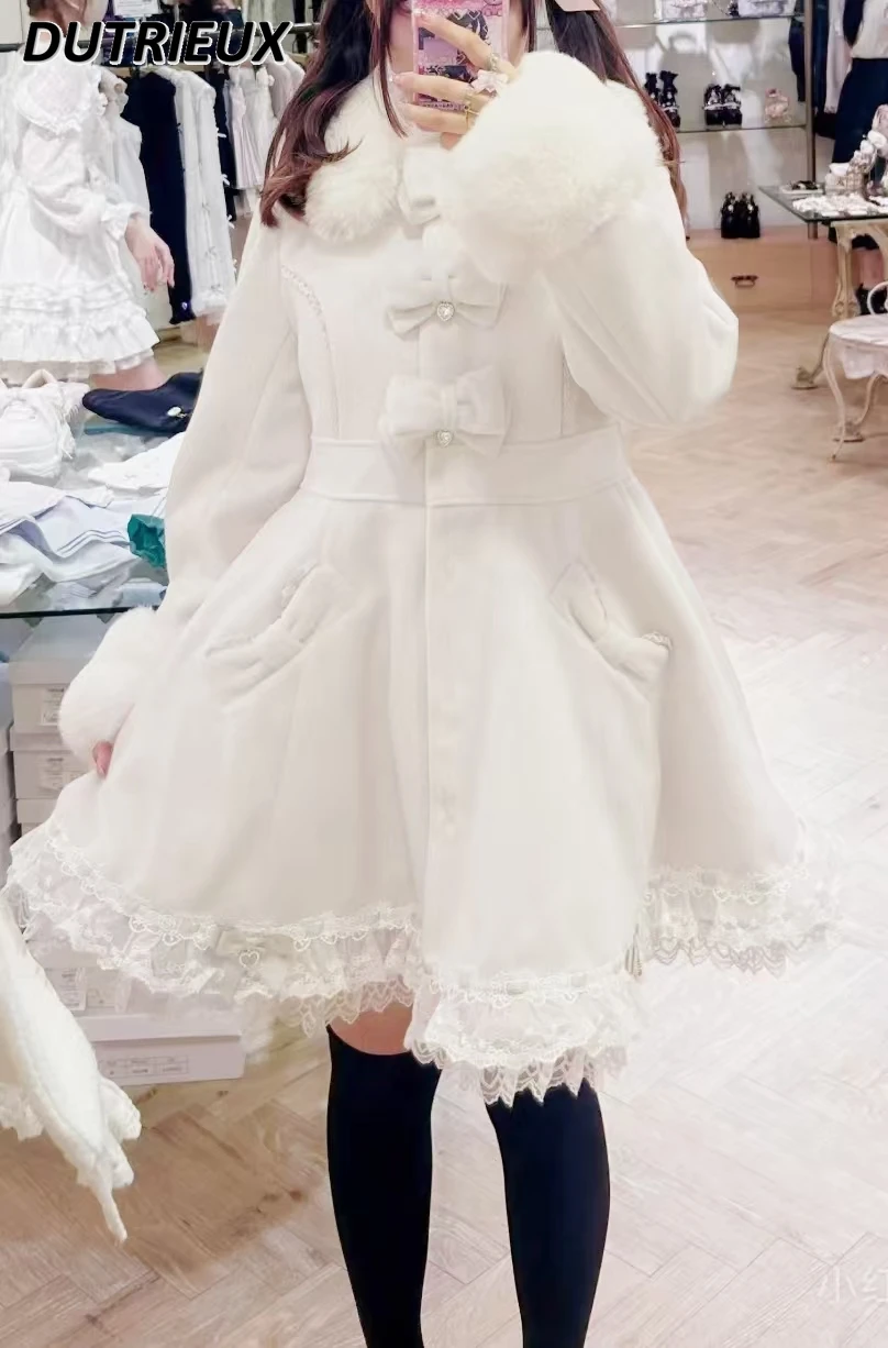 Японская зимняя серия Explosion Mine Mass Production Куртка с меховым воротником и бантом