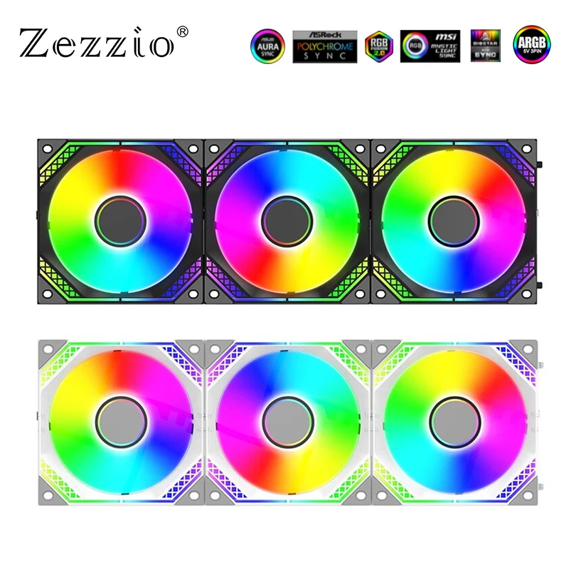 Zezzio Стандартный вентилятор для компьютера, 5 В, 3 контакта, 4 контакта, PWM, 120 мм