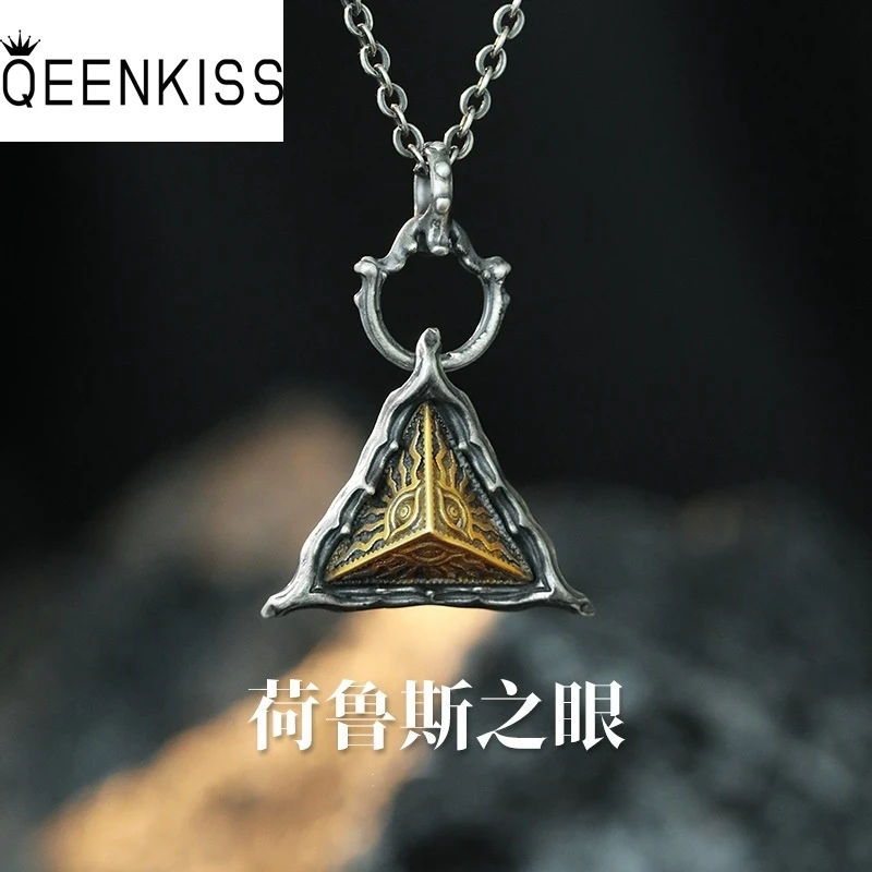 QEENKISS стерлингового серебра 925 пробы винтажное ожерелье с глазом кулон для мужчин