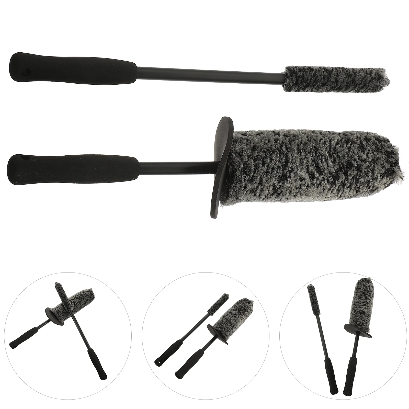 

2 Pcs Car Hub Brush Valeting Brushes Wheel Cleaner Rim Detailing Cleaning Wheels Fiber