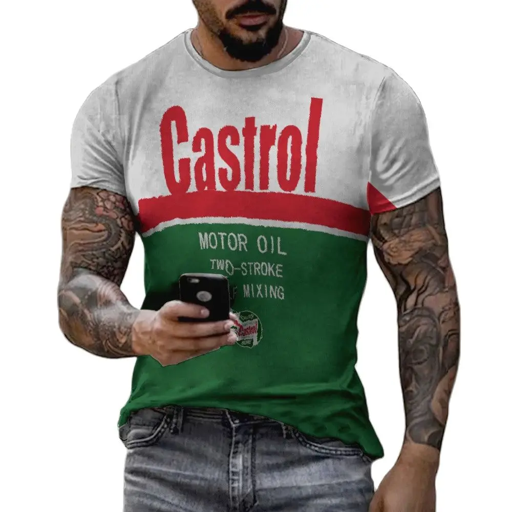

Summer Castrol Retro 3D Print Men's T-shirt Street Trendy O-Neck Short Sleeve Oversized T-shirts Loose Tops Tees Men Clothing