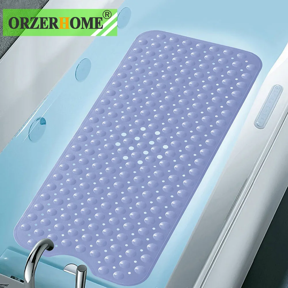 

ORZERHOME Non-slip Bath Mat Bathroom Shower Bathtub Mat PVC Anti-skid Suction Cup Massage Transparent Antibacterial Floor Carpet