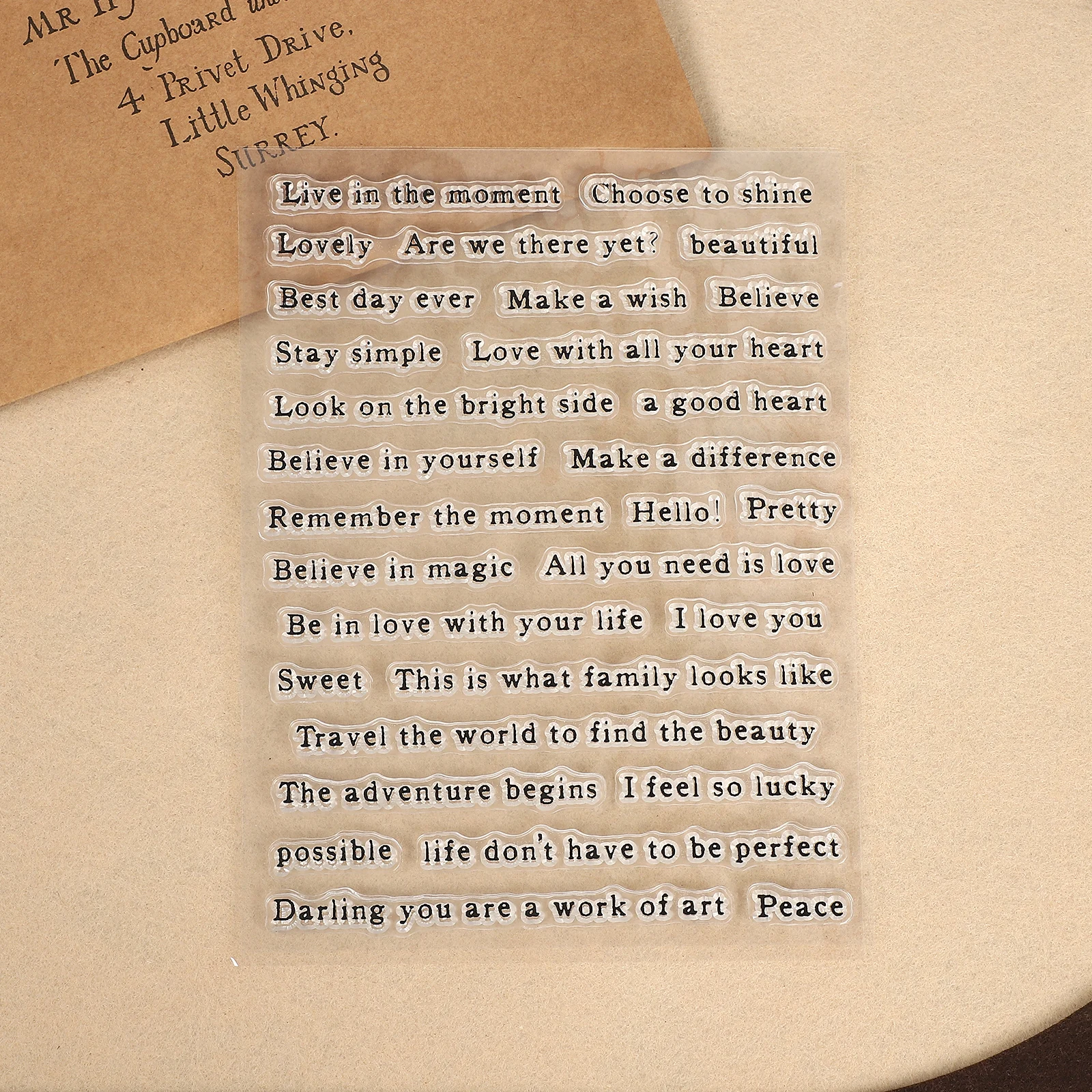 

Прозрачный силиконовый штамп "Винтажный английский текст"