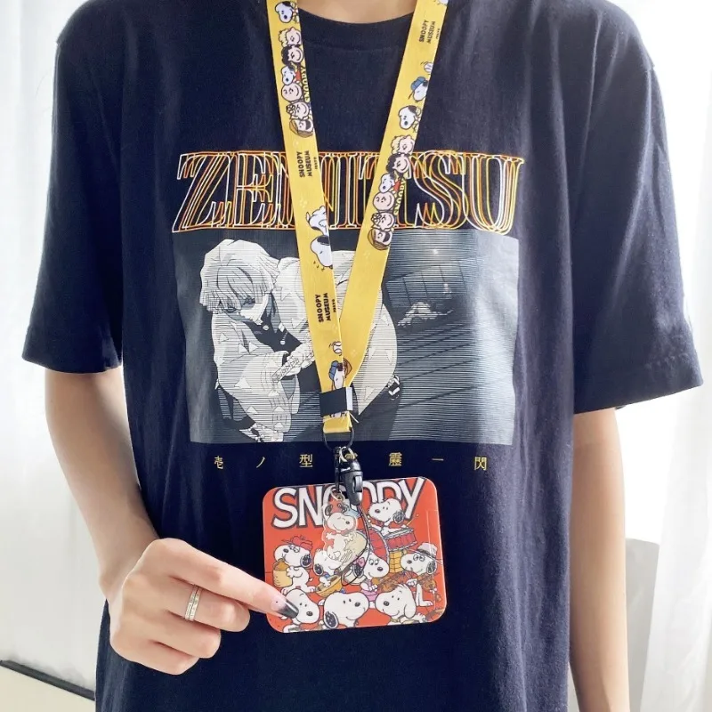 Держатель для удостоверения личности с рисунком Снупи ремешок чехол карты на