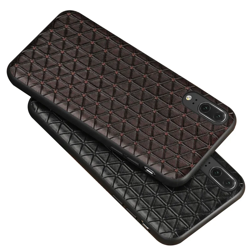 

Fashion triangle Genuine Leather All inclusive phone case for Huawei P10 P20 P30 Pro lite Nova 3 Mate RS Honor 10 Men's general