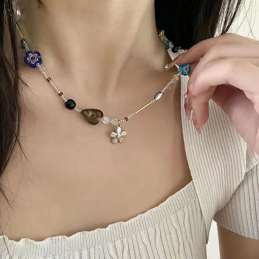 

Bead Collar Chain Female Gift Choker Girl Women Clavicle Chain Fashion Jewelry Korean Style Necklace Flower Necklace