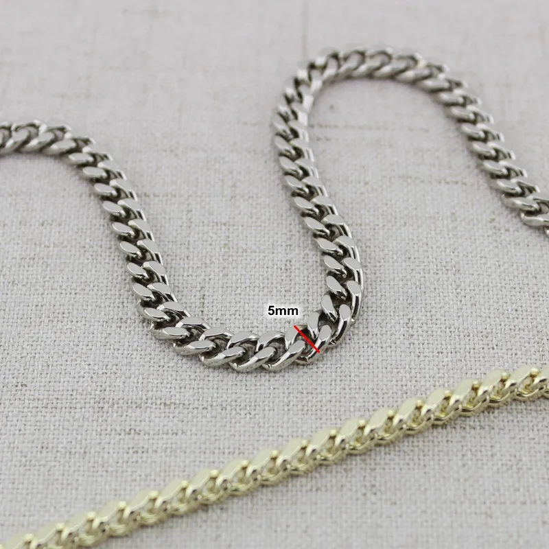 100cm 110cm 120cm 130cm 140cm 5mm DIY Bag Strap Thin Chain Wallet Handle Purse Metal Strap Chain Strap Replaced Bag Strap