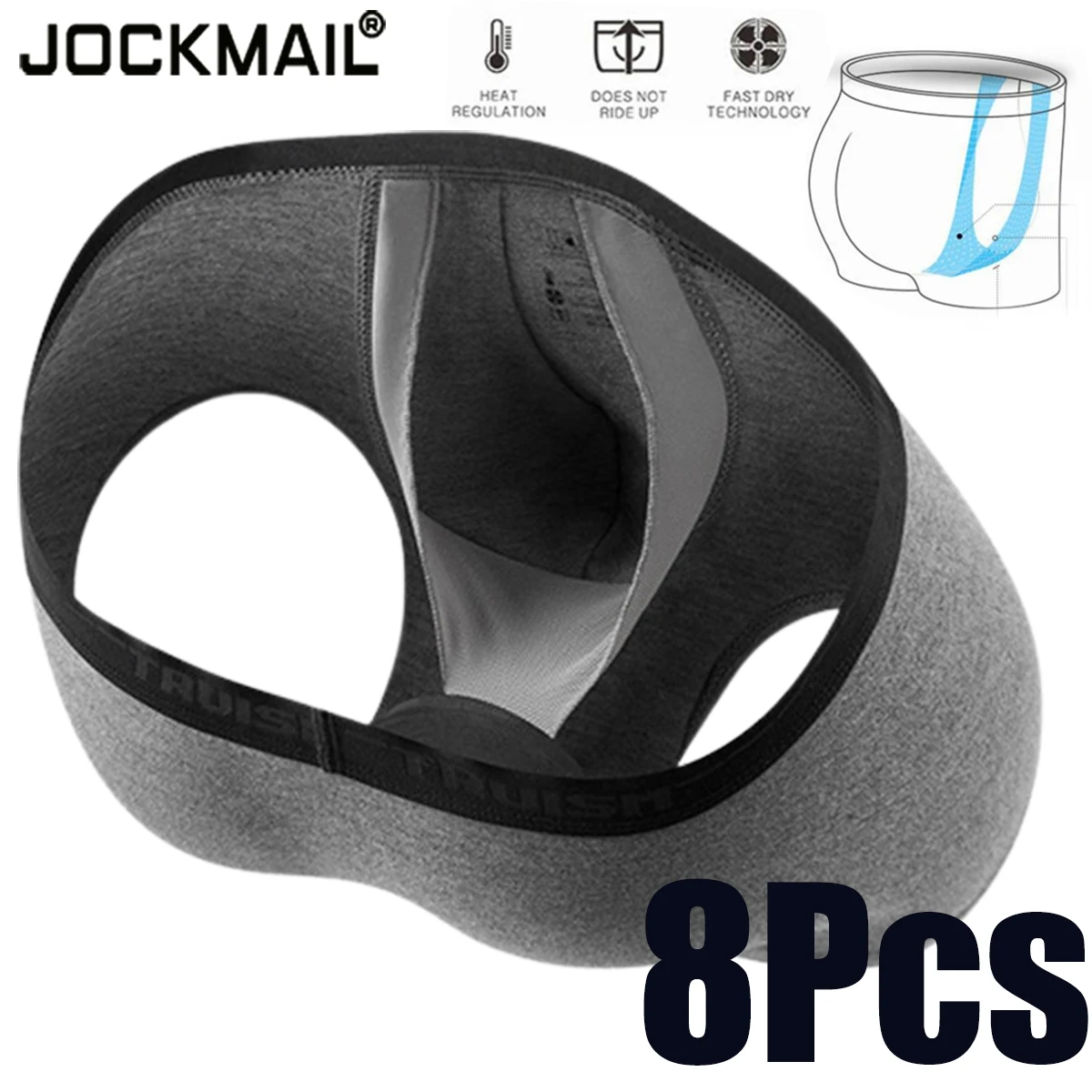 JOCKMAIL 8pcs/lot Sexy Men Boxers Underwear Boxershorts Homme Cuecas Male Mesh 3D U Convex Pouch Calzoncillos Slip Gay Underpant