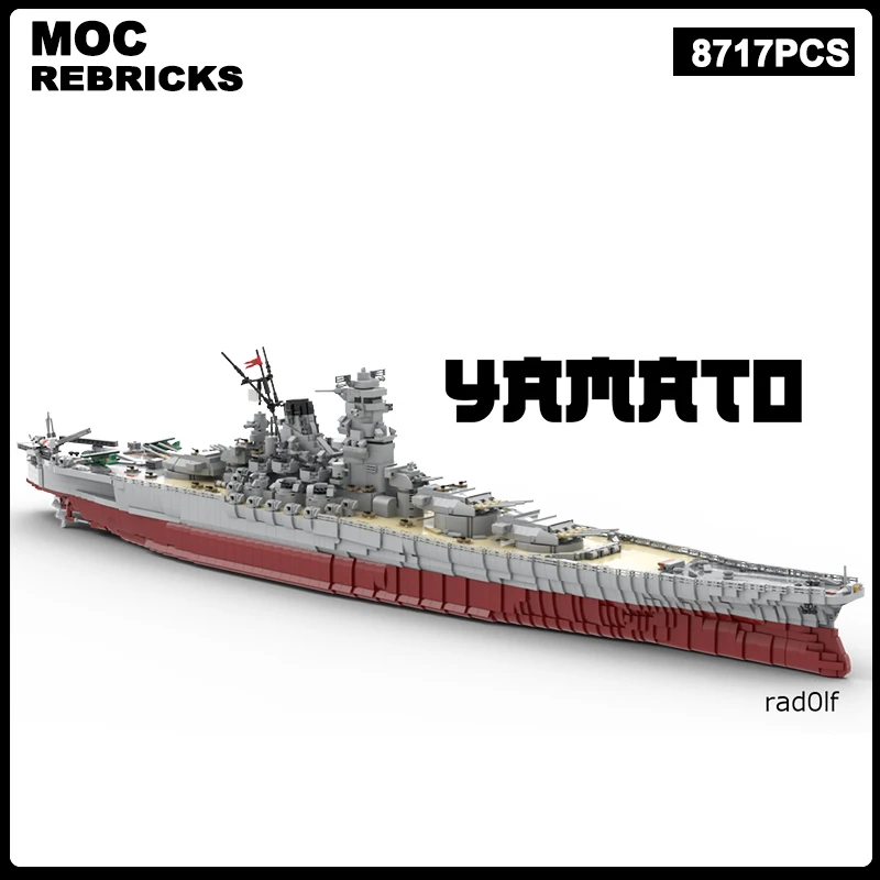 Японская военная серия WW2 темно-синий линкор IJN Yamato космический корабль MOC