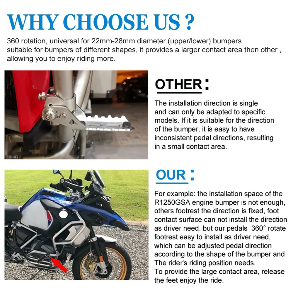 Подставка для ног мотоциклетная 22-28 мм BMW R1200GS ADV R1250GS 2022 Kawasaki Для Ducati Honda Yamaha |
