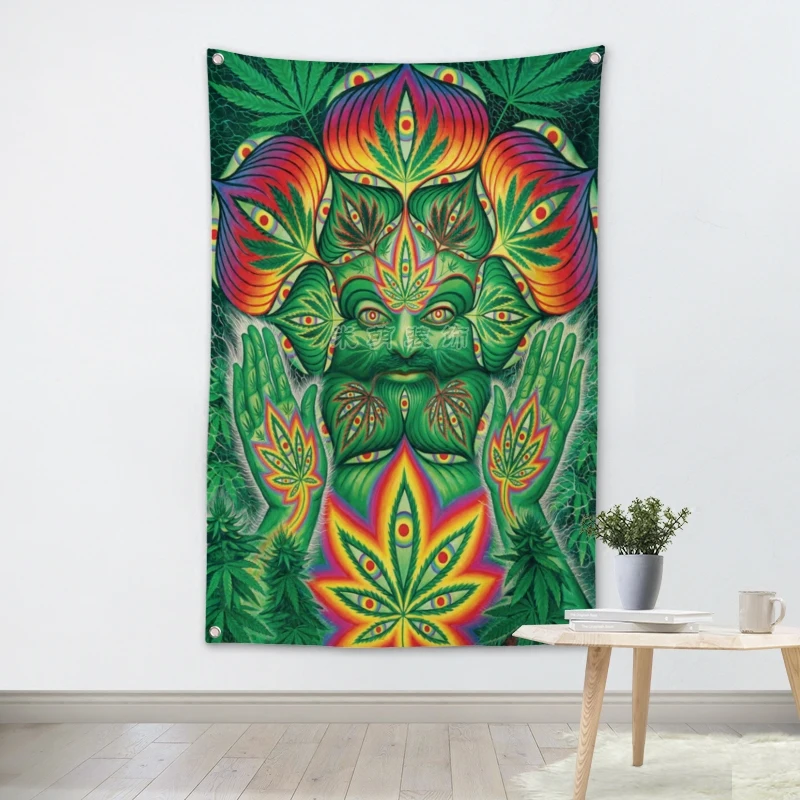 

Hemp Leaves Reggae Rock Band Hanging Art Waterproof Cloth Polyester Fabric 56X36 inches Flags banner Bar Cafe Hotel Decor