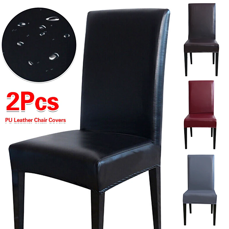 

2pcs PU Leather Elastic Chair Cover for Large Chair Soft Glossy Washable Office Chair Upholstery for Hotel and Living Room Decor