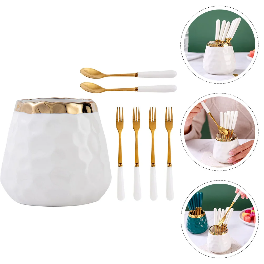 

Forks Fork Set Flatware Spoon Spoons Cutlery Steel Stainless Saladtableware Modern Dessert Holder Cake Espressoutensils Kitchen