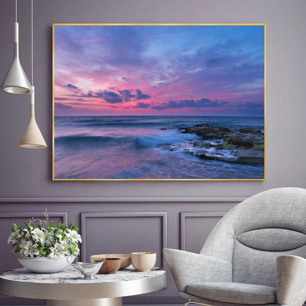 Пейзаж 5D алмазная живопись морской пляж закат мозаика полная Алмазная вышивка