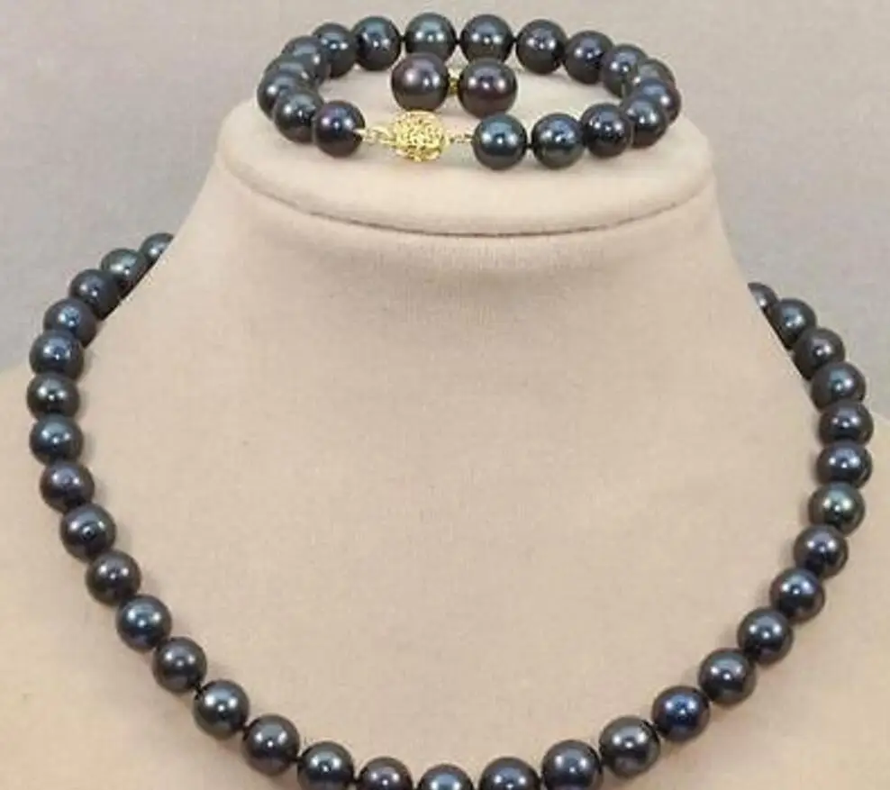 

new hot Black Rope 18inch Handmade Rice-shape White Real Freshwater Pearl Pendant Necklace