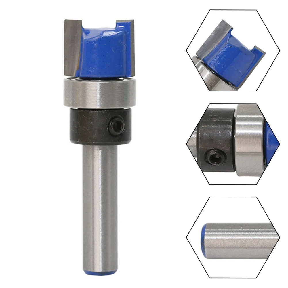 

1pc Router Bit Two Flute Carbide Cutters With Enclosed Ball Bearing 1/4 Shank Woodworking Straight Flute Trim Pattern