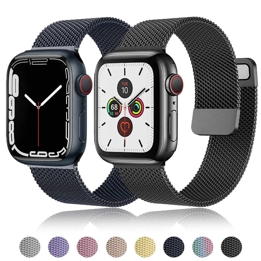 

Ремешок «Миланская петля» для Apple Watch Ultra Band, браслет из нержавеющей стали для iwatch series 8 7 6 SE 5 4 3, 49 мм 45 мм 44 мм 42 мм 38 мм 40 мм 41 мм