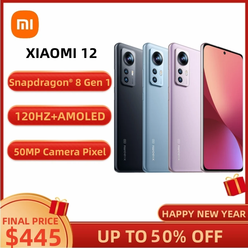 

Глобальная версия смартфона Xiaomi 12, 128 ГБ/256 ГБ, NFC, Snapdragon®8 Gen 1 Octa Core 120Hz 67W 50MP Camera WIFI 6