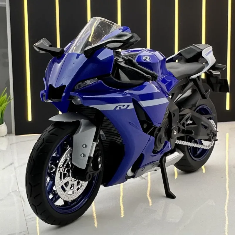

Diecast 1:12 Scale Yamaha R1 Alloy Motorcycle Model Sound and Light Simulation Motorbike Toys Kids Boys Collective Toy Car