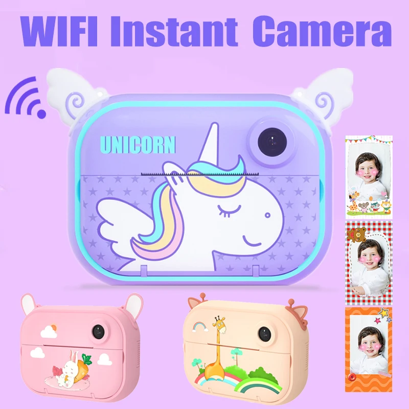 Kid's Cartoon WIFI Instant Print Camera Wireless Thermal Photo Printer Children's Digital HD Video Recorder Educational Toys