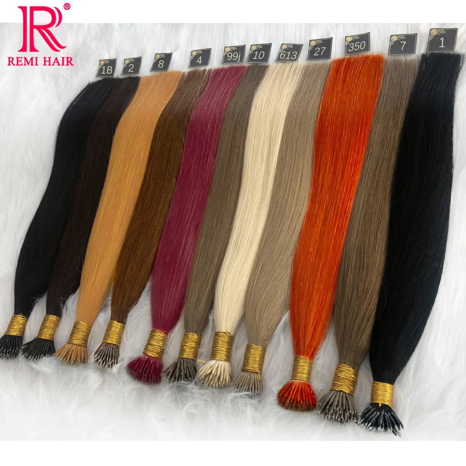 Настоящие человеческие волосы прямые нано-кольца для наращивания волос из