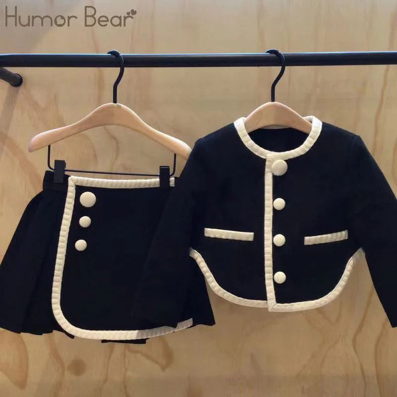 

Комплект Humor Bear для девочек, новый модный кардиган в западном стиле для девочек, Корейская версия, юбка средней длины, Vestidos, повседневная одежда