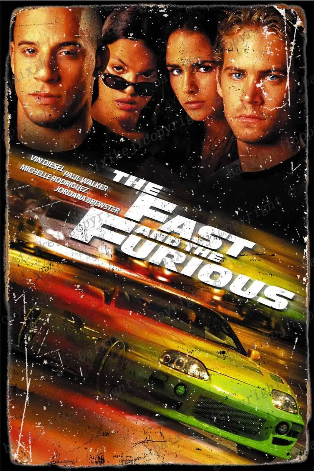 

The Fast and The Furious (2001) Ретро жестяной знак ВИНТАЖНЫЙ ПЛАКАТ табличка Настенный декор для бара кафе сада спальни офиса отеля 8 × 12