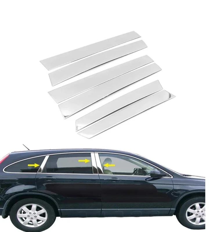 

6 шт., хромированные серебристые стойки для окон, подходят для Honda CR-V 2007 2008 2009 2010 2011, боковая накладка на дверь, наклейка, наклейка
