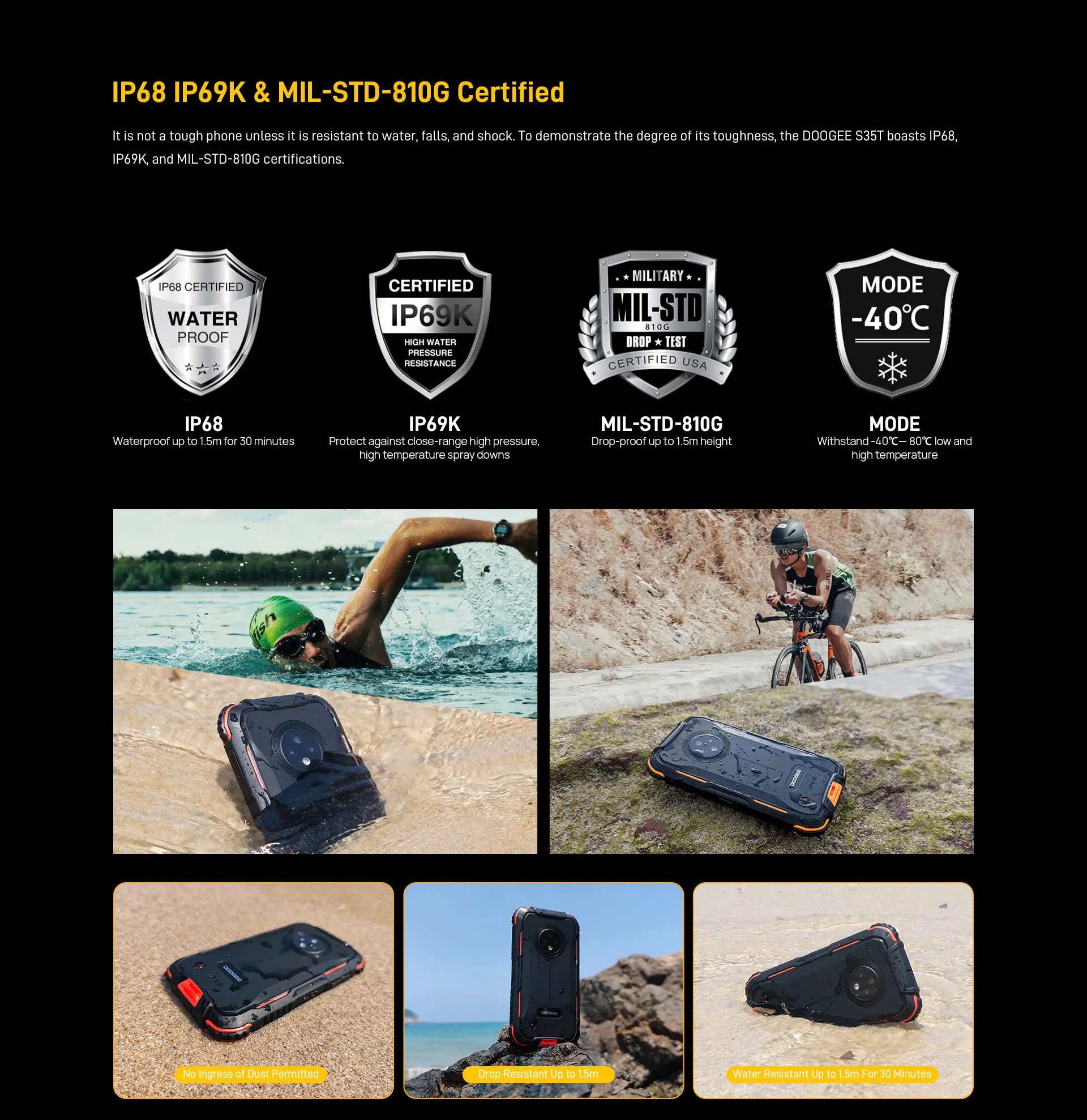 DOOGEE S35T 4G Rugged Phone 3GB+64GB Quad Core Smartphone Android 11 5.0 Inch Cellphone 13MP Sony Camera Mobile Phone 4350mAh