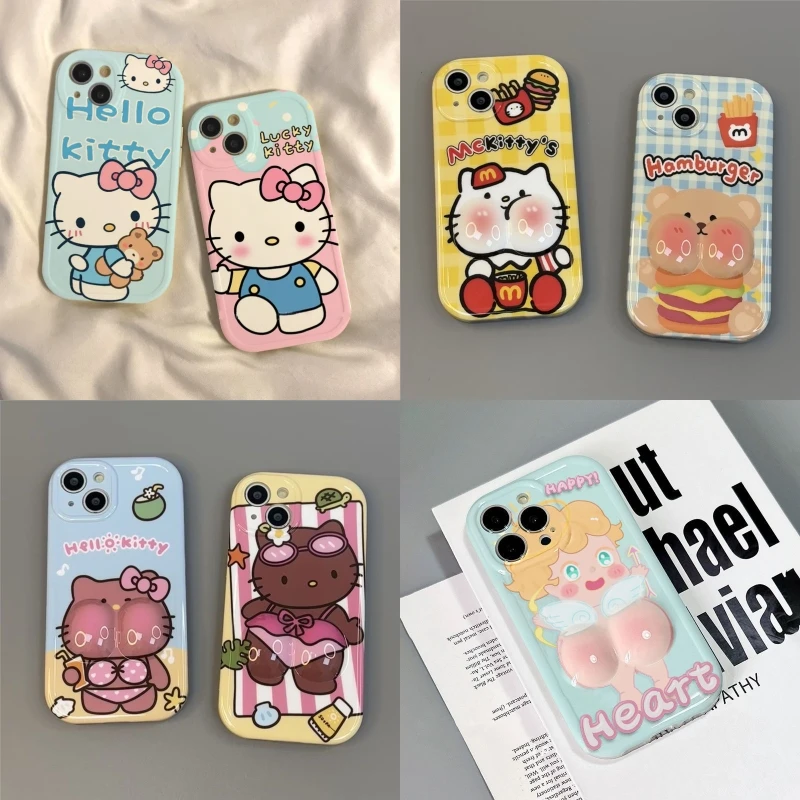 

Sweet Cute Kitty Apple Phone Case for IPhone15ProMax Cartoon 14ProMax/15 All Inclusive 13/12ProMax Kawaii Soft Shell 11 Female