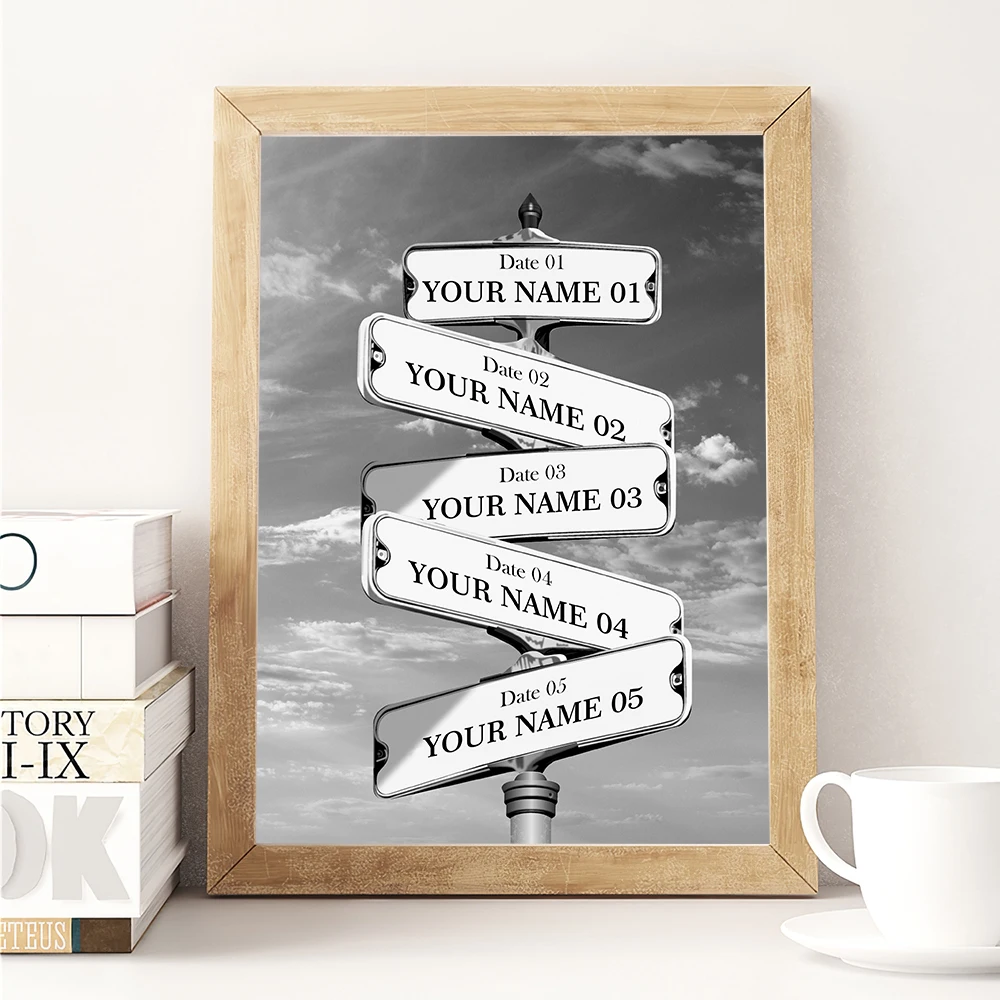 

Street Sign Multi-Name Custom Posters and Prints Personalized Wall Art Canvas Painting Wall Pictures for Living Room Home Decor