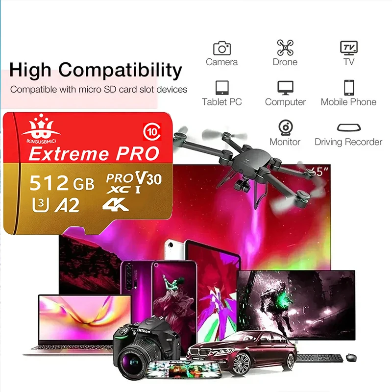 32-64-128-256-512 ГБ Прочная карта памяти Micro Premium для смартфонов, надежная, высококачественная, скорость Class 10, TF Flash, для камер, Class 10 (art.: 3920da81984f8) - 3920da81984f8