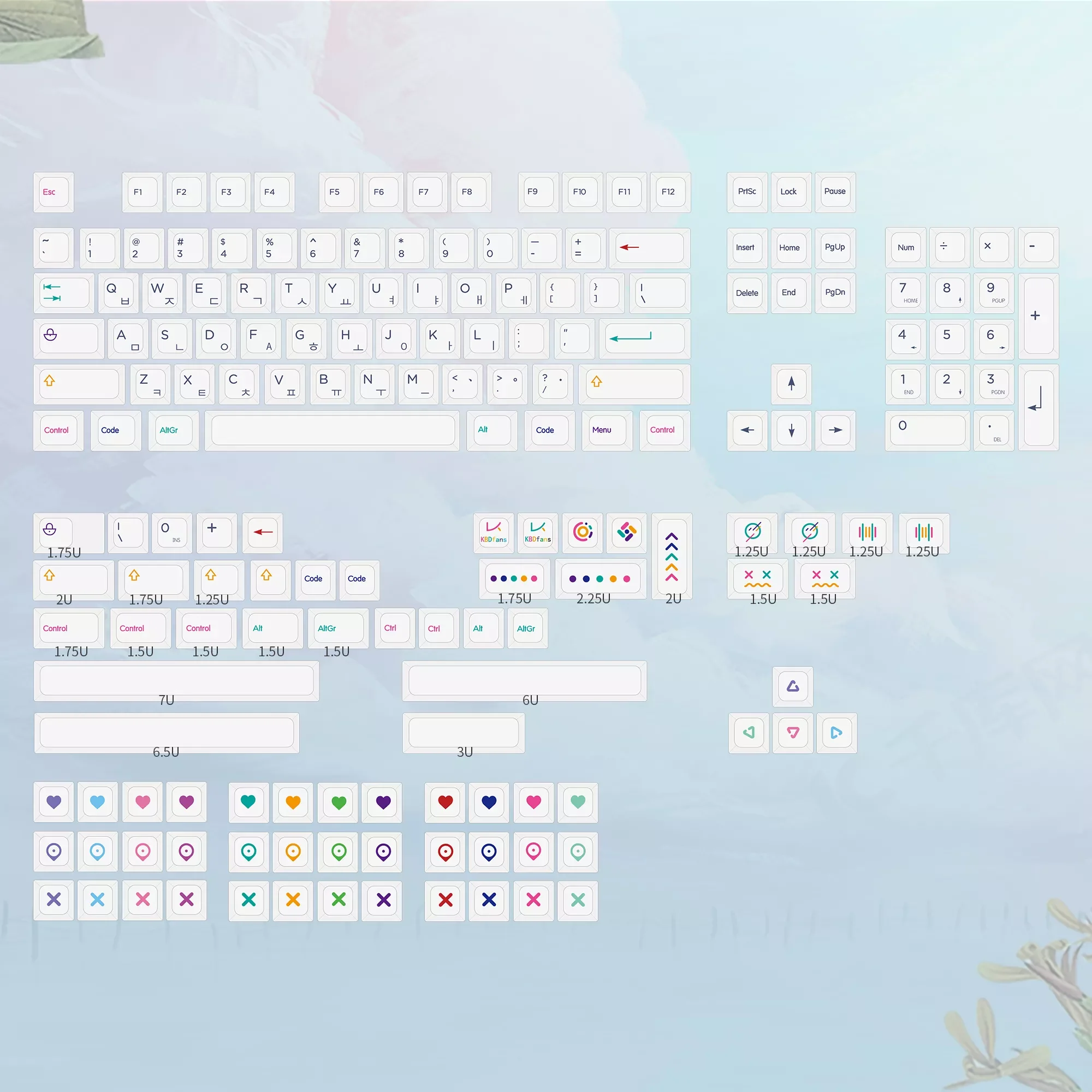 

2022 KBDfans NP PBT Crayon Pure White Korean Keycaps Set