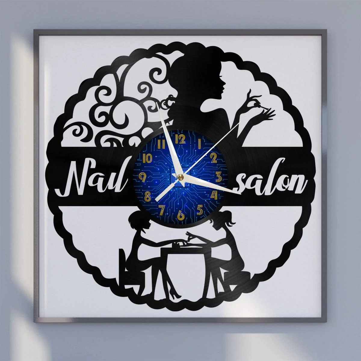 

Nail Salon Services Vinyl Wall Clock, Vinyl Record Clock Wall Art Silent & Non-ticking