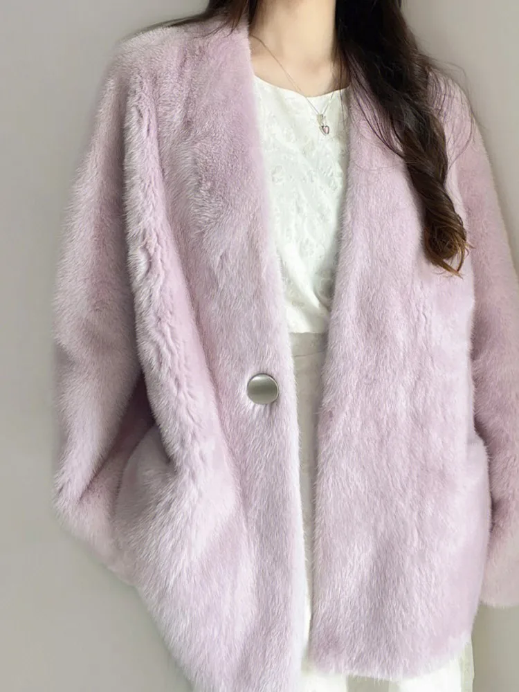 Winter Coat For Women Faux Fur Coat High-Quality Luxury Purple Long Sleeve Warm Fluffy Cardigan Korea Clothes Autumn Outwear