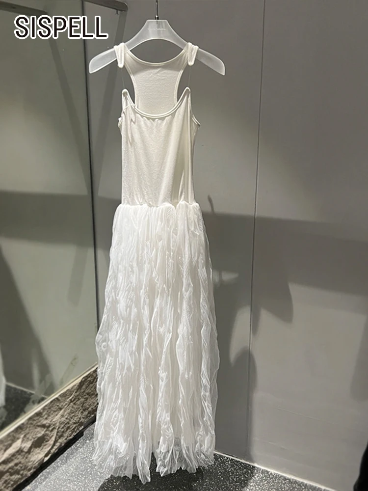 

Женское лоскутное платье SISPELL, однотонное плиссированное платье с квадратным вырезом, без рукавов, с открытыми плечами