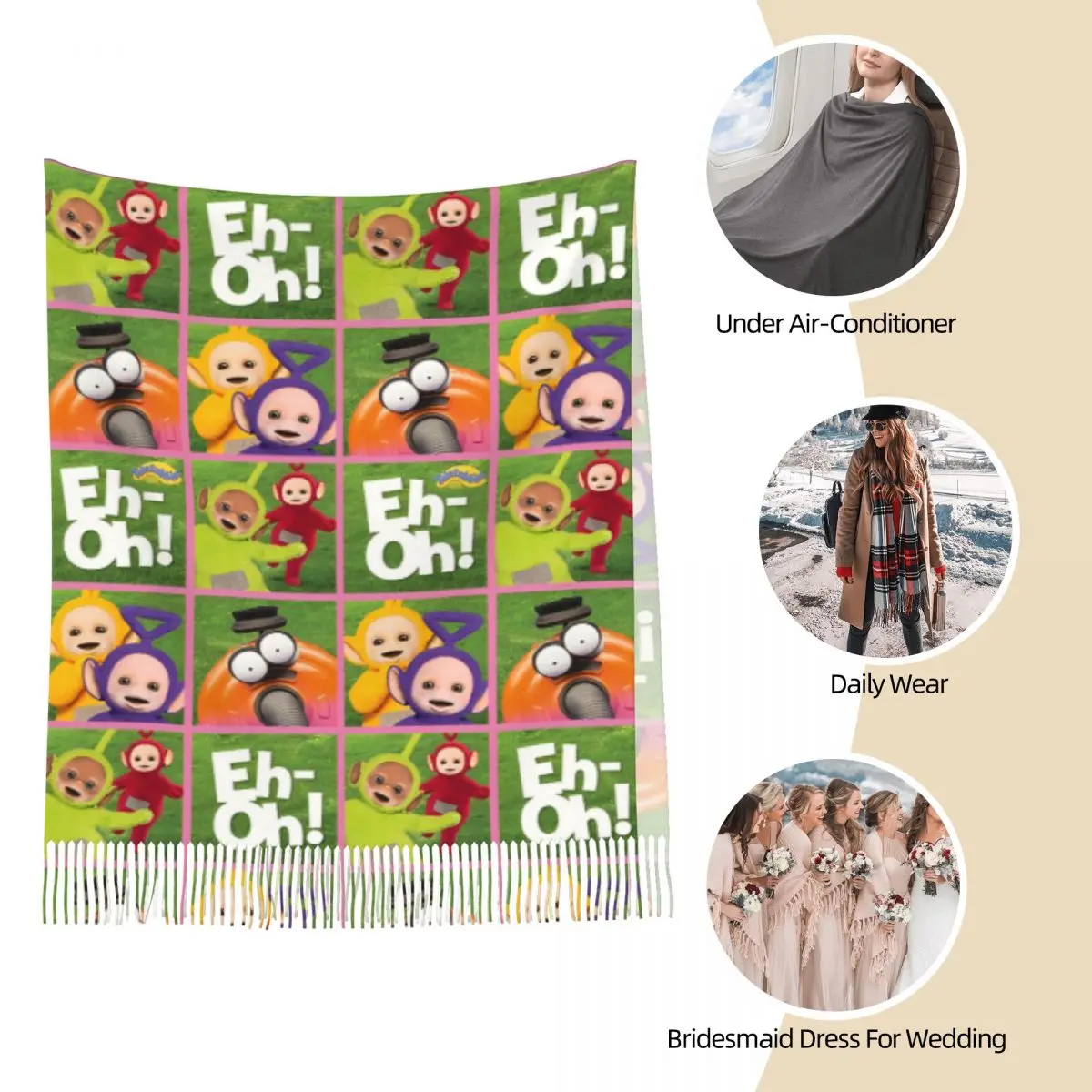 Teletbies ubtinky Winky Laa-Laa шаль для женщин Зимний теплый большой мягкий шарф милый