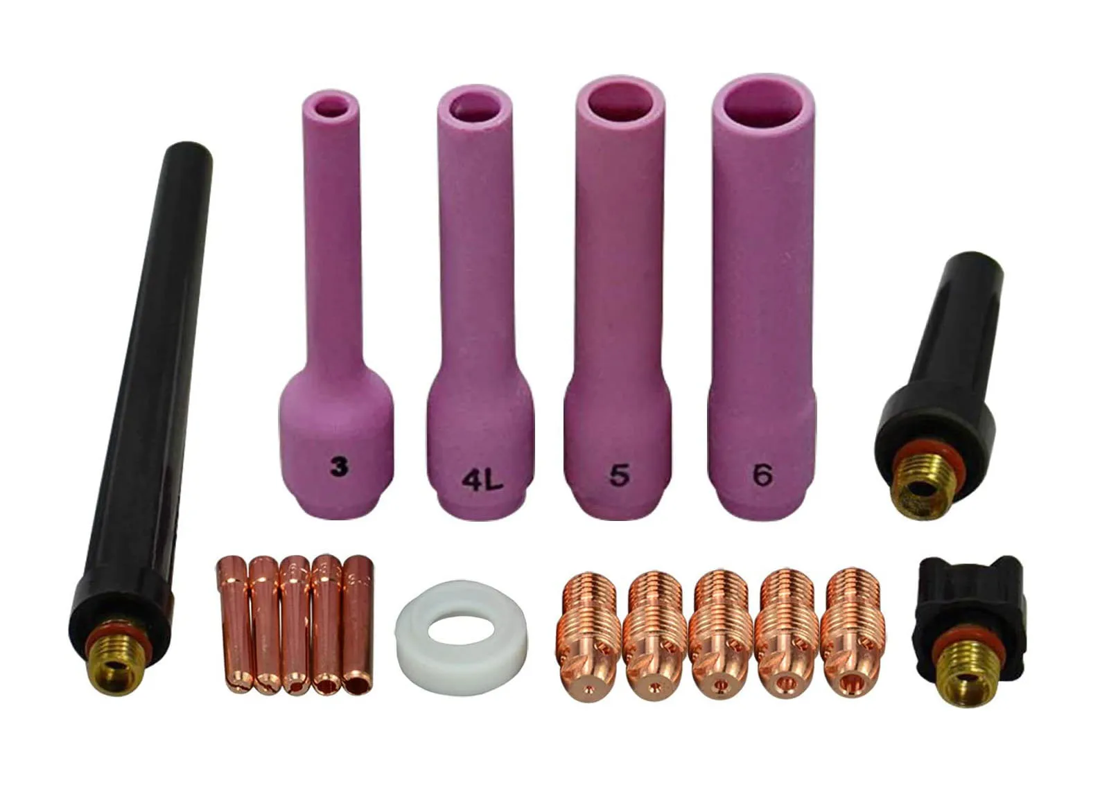 TIG Collet Body Long Alumina Nozzle Back Cap KIT For TIG Welding Torch SR WP9 20 25 Consumable Accessories, 18PK