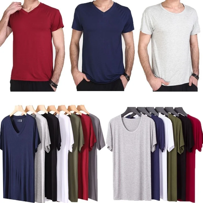 

bamboo fibre L-6XL T shirt Men Cotton Soft Comfy Undershirts Short Sleeve Tees Casual Summer Loose Tshirt Plus Size