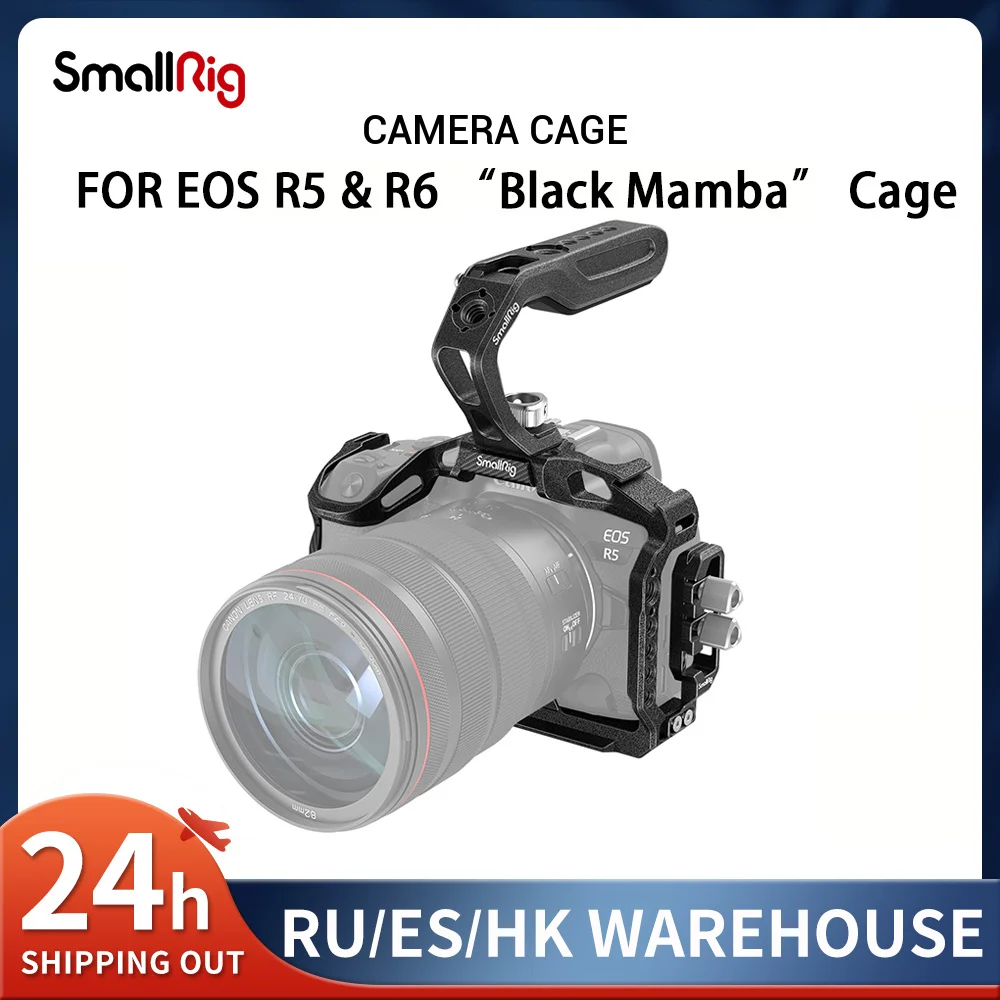 SmallRig Black Mamba Camera Cage with HDMI cable clamp and Top Handle Kit for Canon EOS R5 & R6 & R5 C Camera 3233/3234