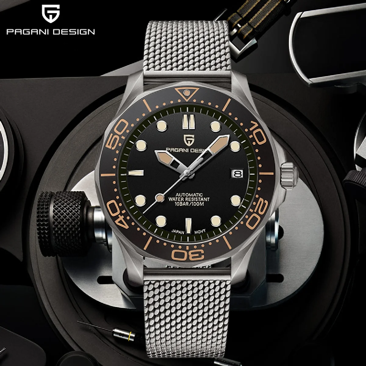 

PAGANI DESIGN Top Brand Stainelss Steel Men Automatic Watches Curved Sapphire Glass Men Mechanical Wristwatches Japan NH35A
